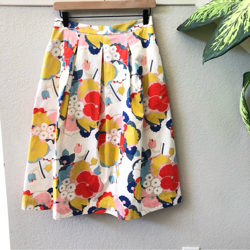 Boden Floral Pleated A line full midi skirt size 4